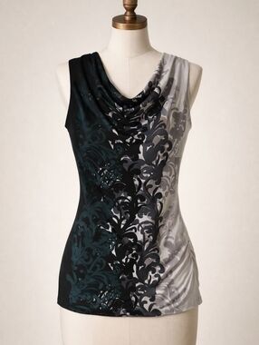 Cleo Black and Gray Swirl Women's Blouse
